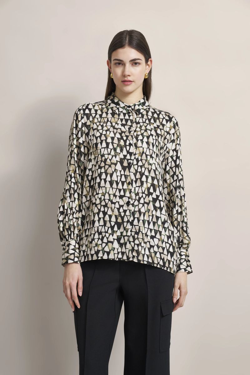 Viskose-Hemdbluse mit grafischem Print