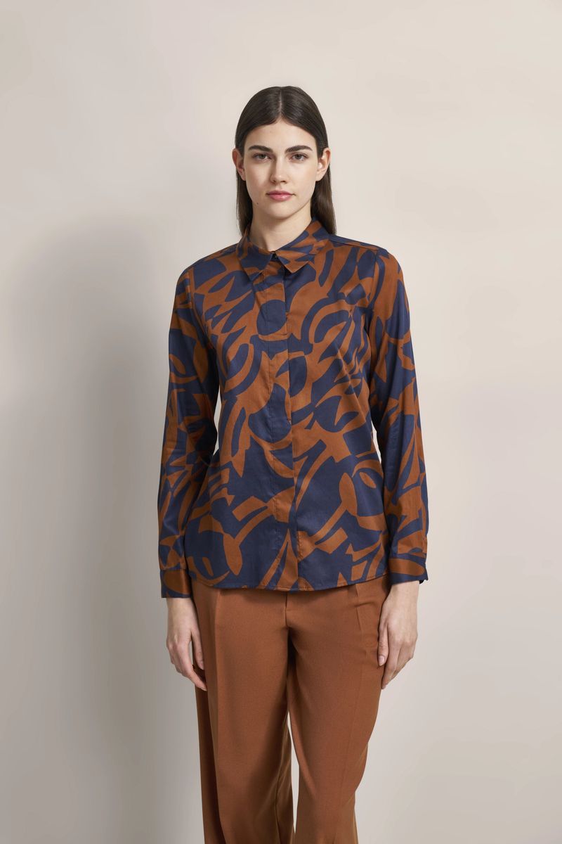 Baumwollbluse mit grafischem Print