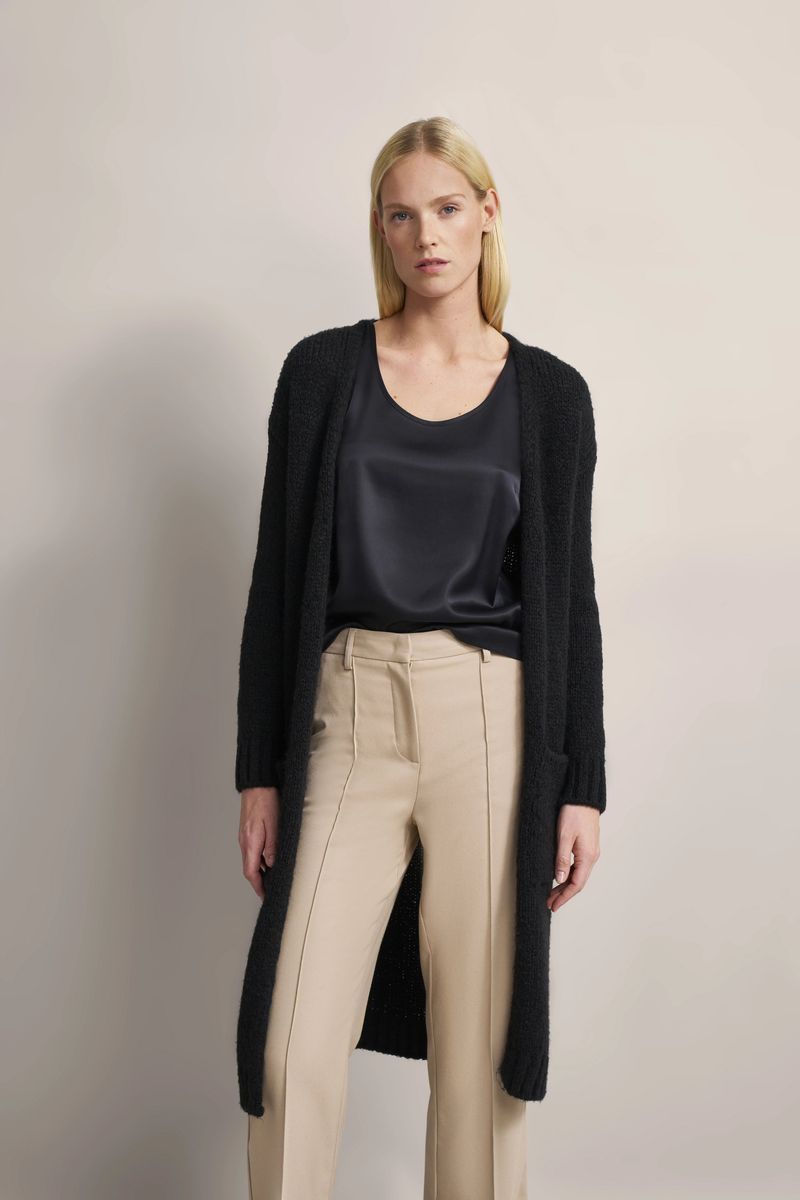 Langer Strick-Cardigan mit Rippbündchen