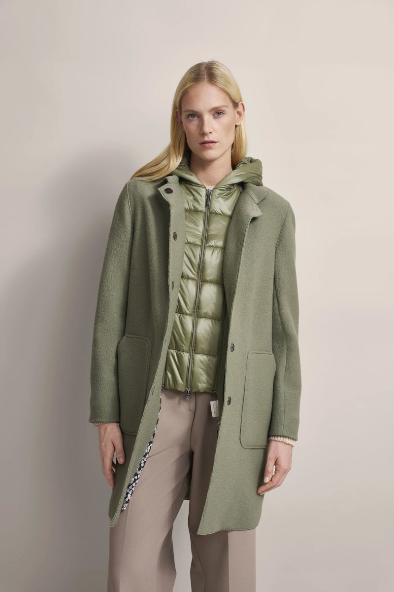 Parka aus Wollwalk mit Materialmix