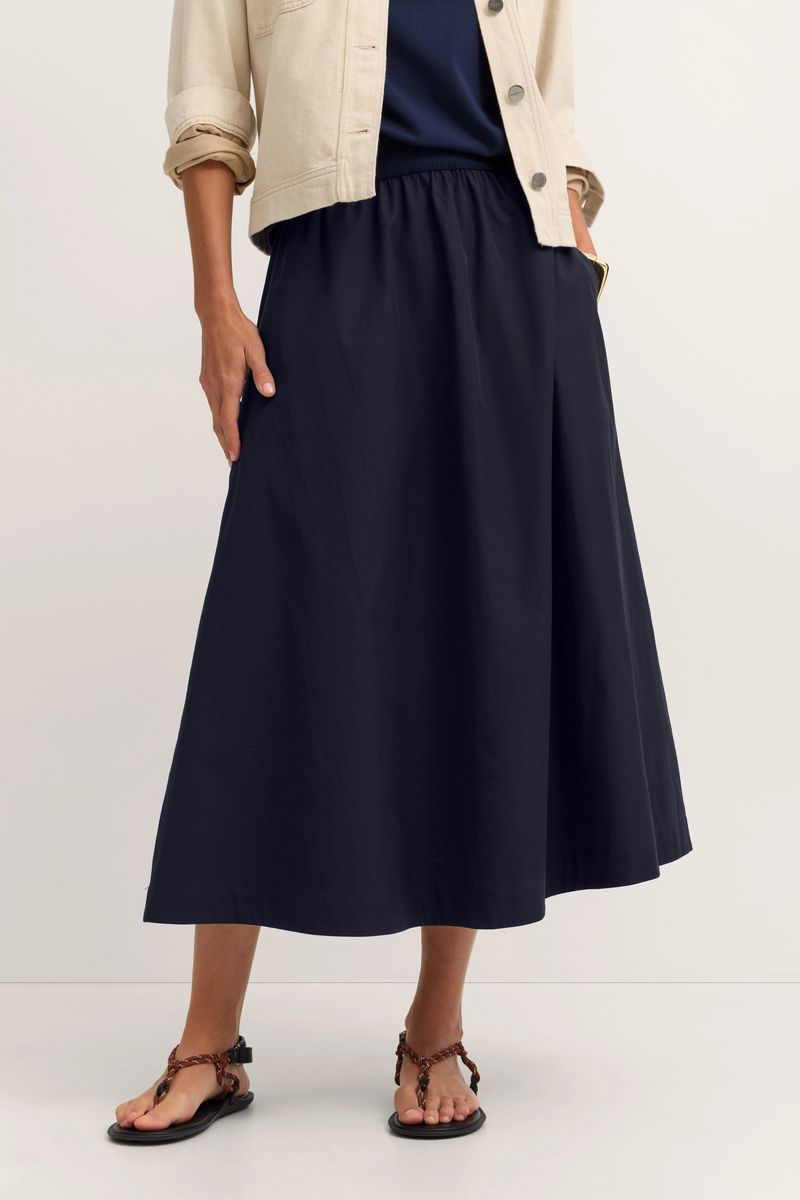 Eleganter Baumwoll-Midirock in A-Linie