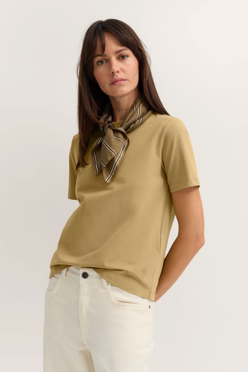 Essentielles Baumwoll-T-Shirt mit Rundhalsausschnitt