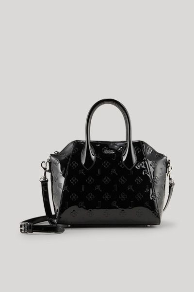 Elegante glänzende Henkeltasche mit Monogramm-Prägung