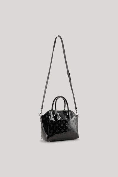 Elegante glänzende Henkeltasche mit Monogramm-Prägung