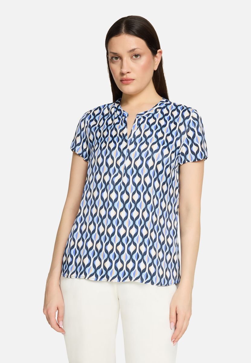 Satinbluse mit geometrischem Muster