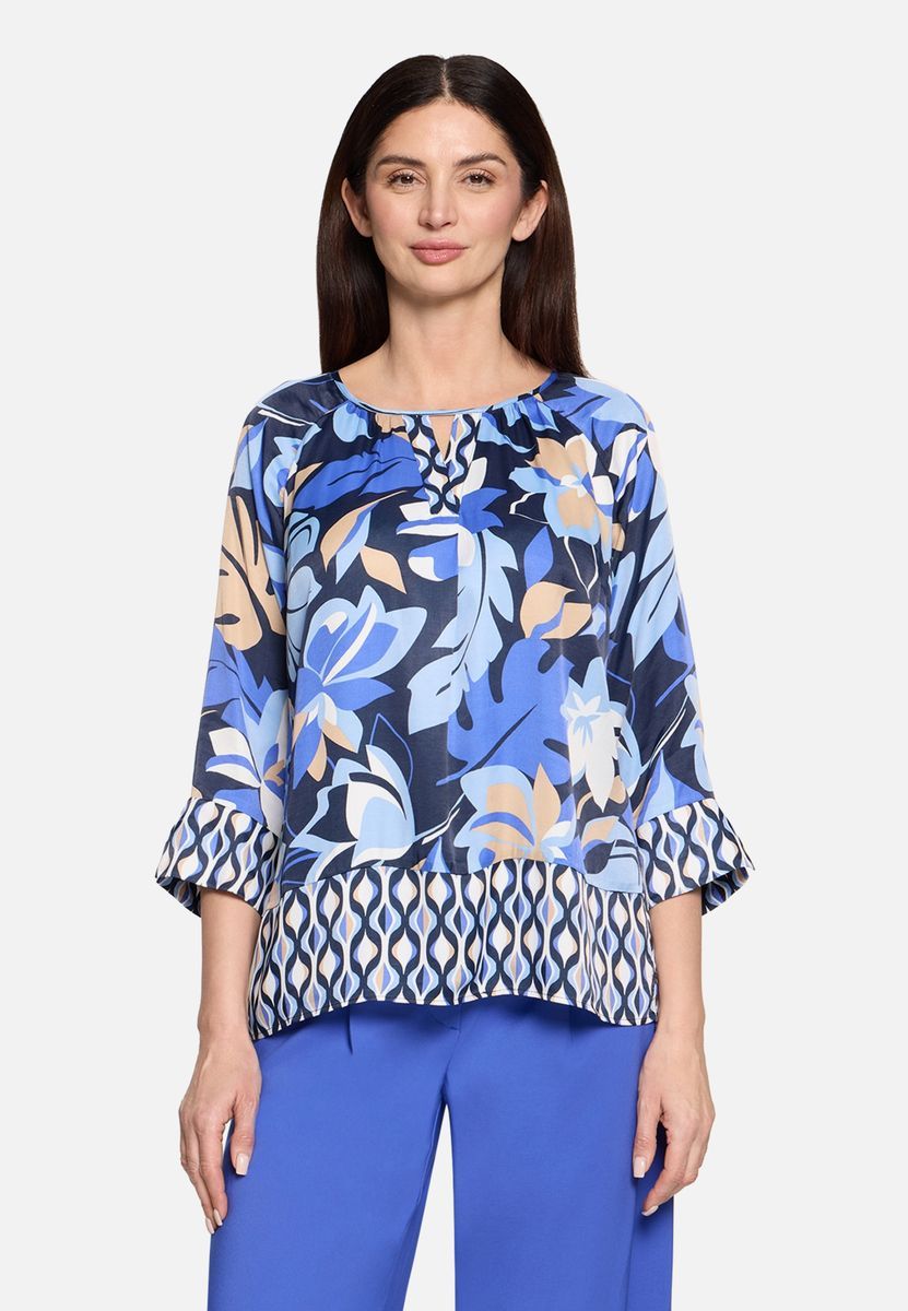 Schlupfbluse mit Blumen- und Grafikprint