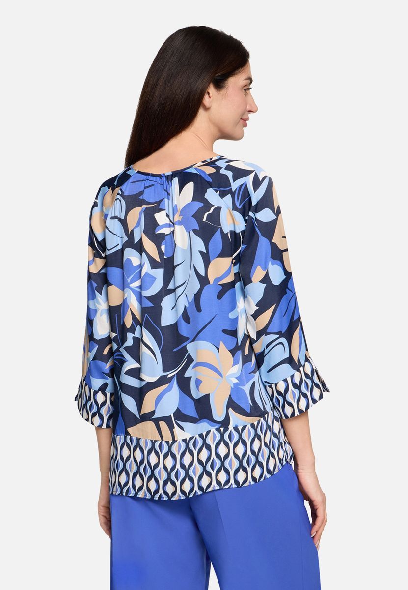 Schlupfbluse mit Blumen- und Grafikprint