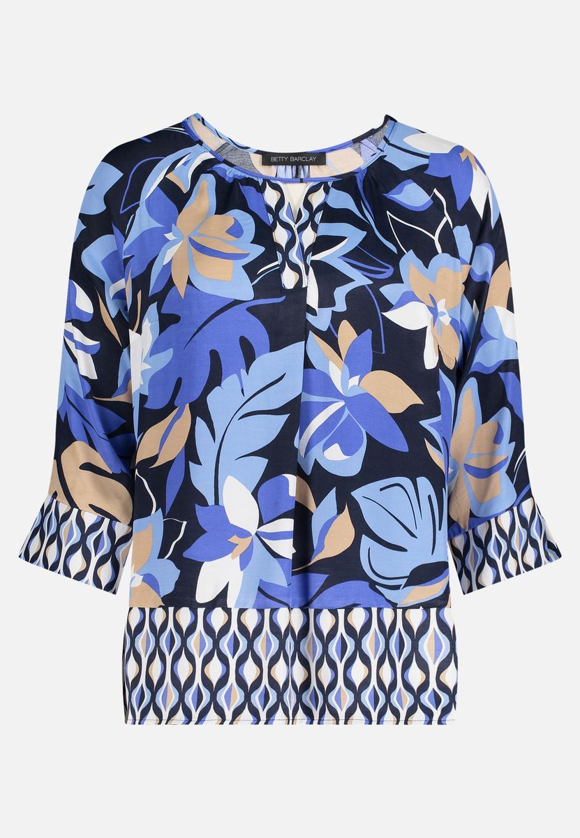 Schlupfbluse mit Blumen- und Grafikprint