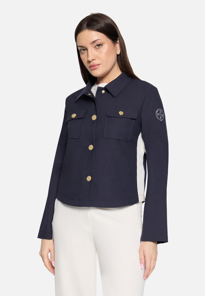 Kurze Overshirt-Jacke mit Kontrast-Einsätzen