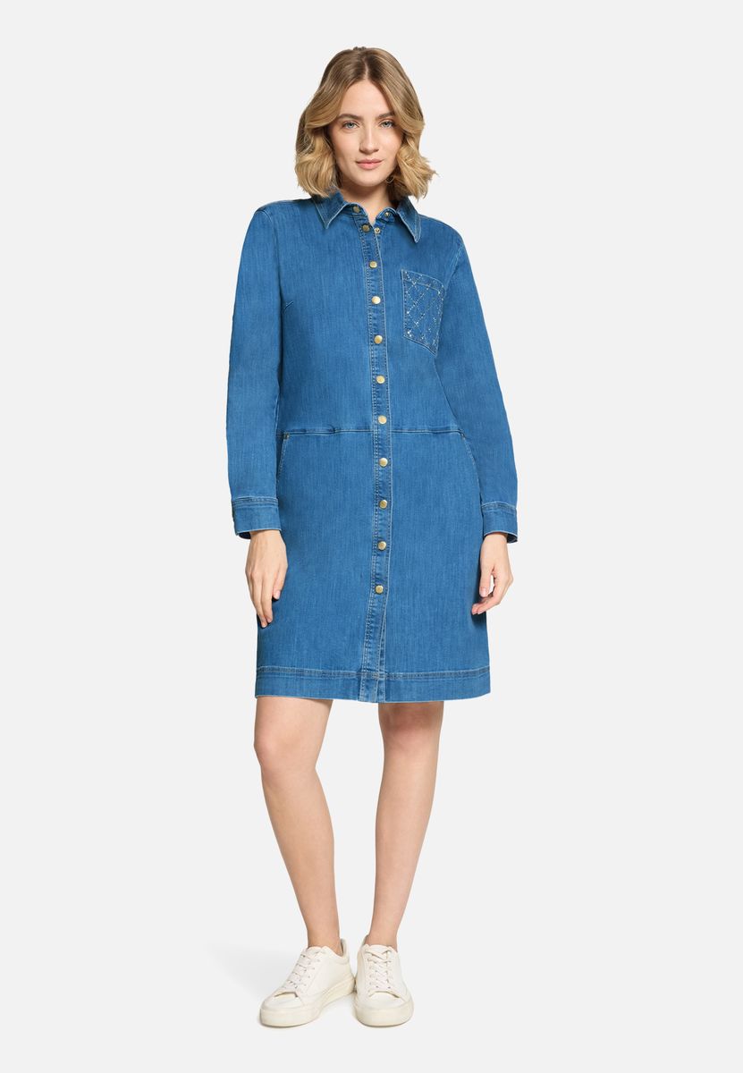Denim-Hemdblusenkleid mit Verzierung