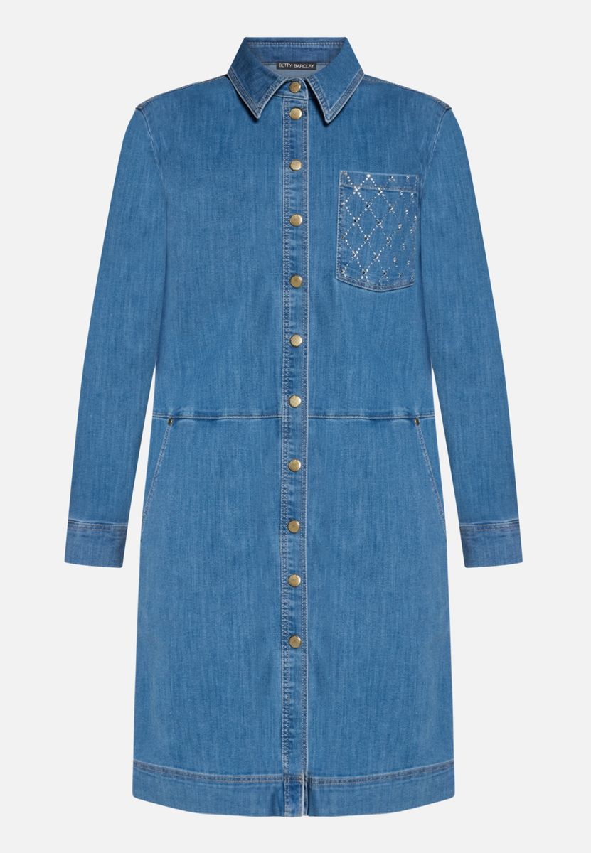 Denim-Hemdblusenkleid mit Verzierung