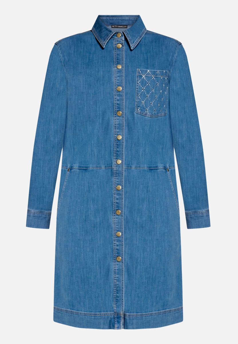 Denim-Hemdblusenkleid mit Verzierung