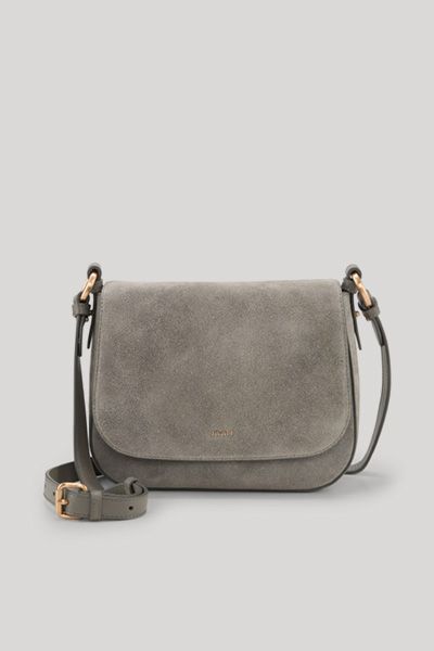Elegante Wildleder-Umhängetasche mit Überschlag