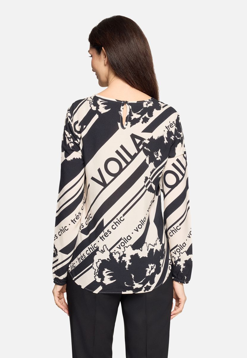 Grafik-Print Bluse mit Keyhole-Ausschnitt