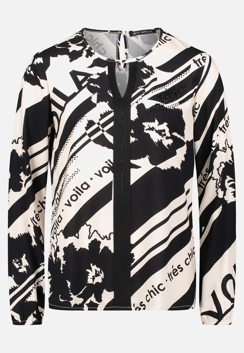 Grafik-Print Bluse mit Keyhole-Ausschnitt