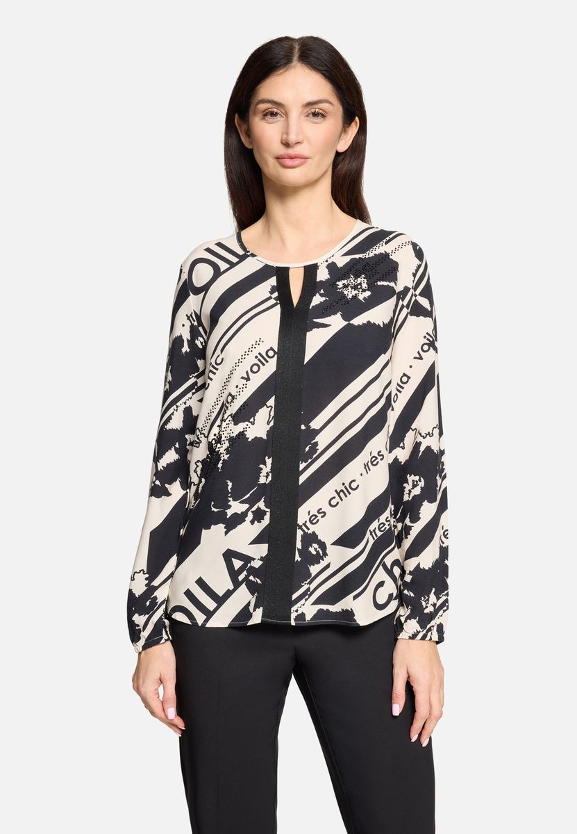 Grafik-Print Bluse mit Keyhole-Ausschnitt