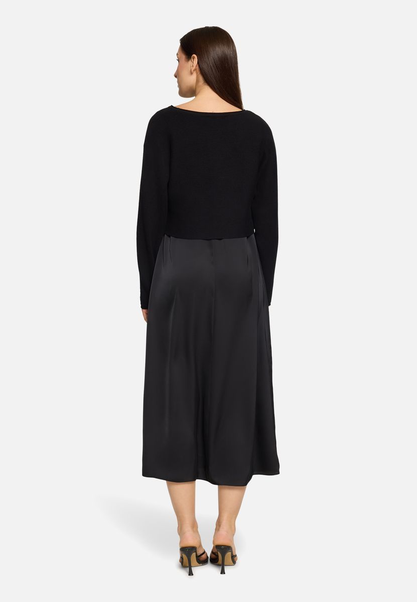 Zweiteiliges Midi-Kleid aus Strick und Satin
