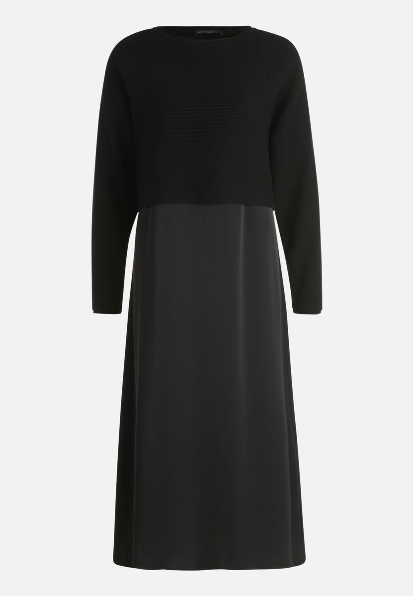 Zweiteiliges Midi-Kleid aus Strick und Satin