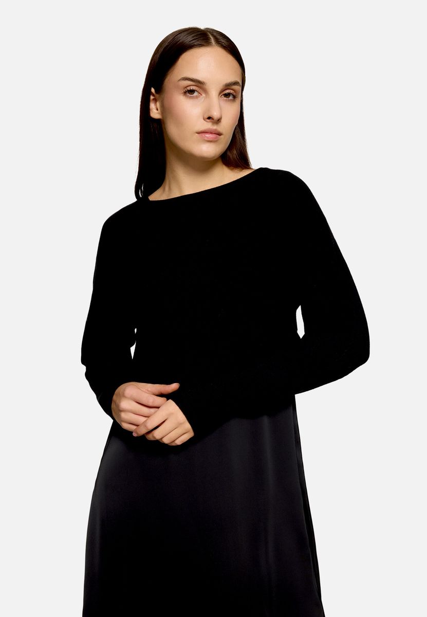 Zweiteiliges Midi-Kleid aus Strick und Satin