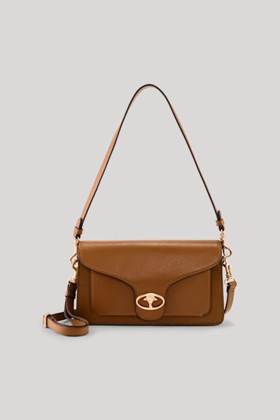 Schultertasche aus Glattleder mit Logo-Applikation