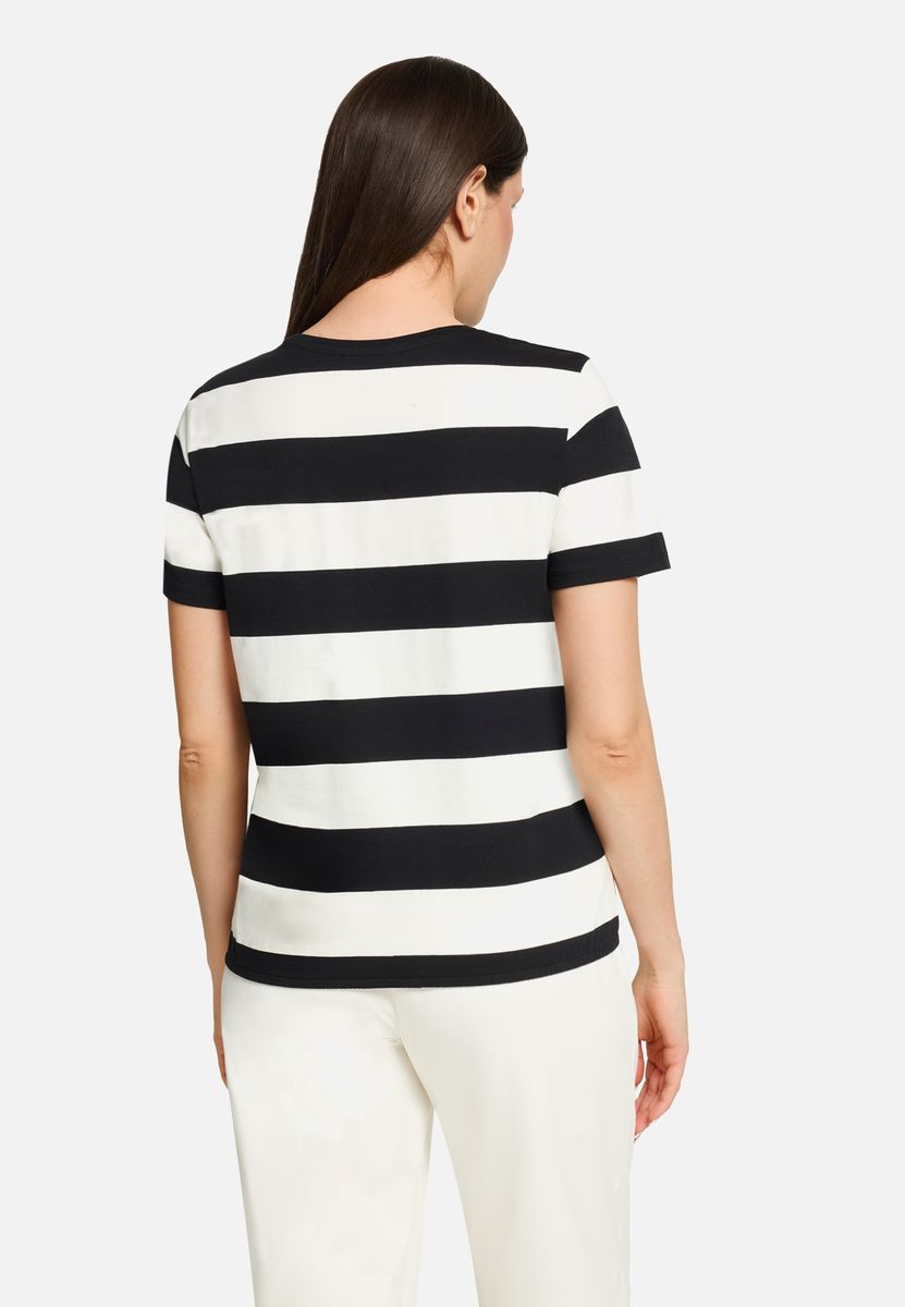 Gestreiftes T-Shirt mit Strass-Details