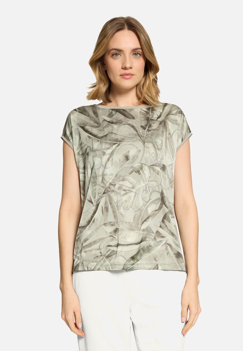 Blusenshirt mit tropischem Blätterprint