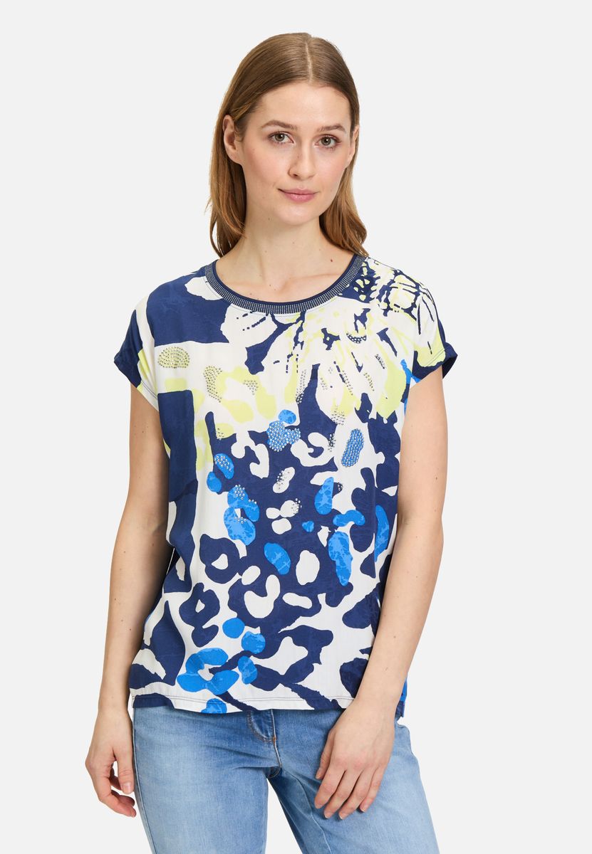 Blusenshirt mit tropischem Blätterprint