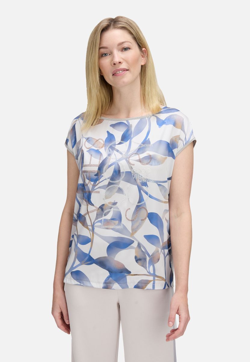 Blusenshirt mit tropischem Blätterprint