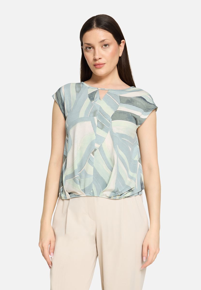 Blusenshirt mit Grafikprint und Gummizug