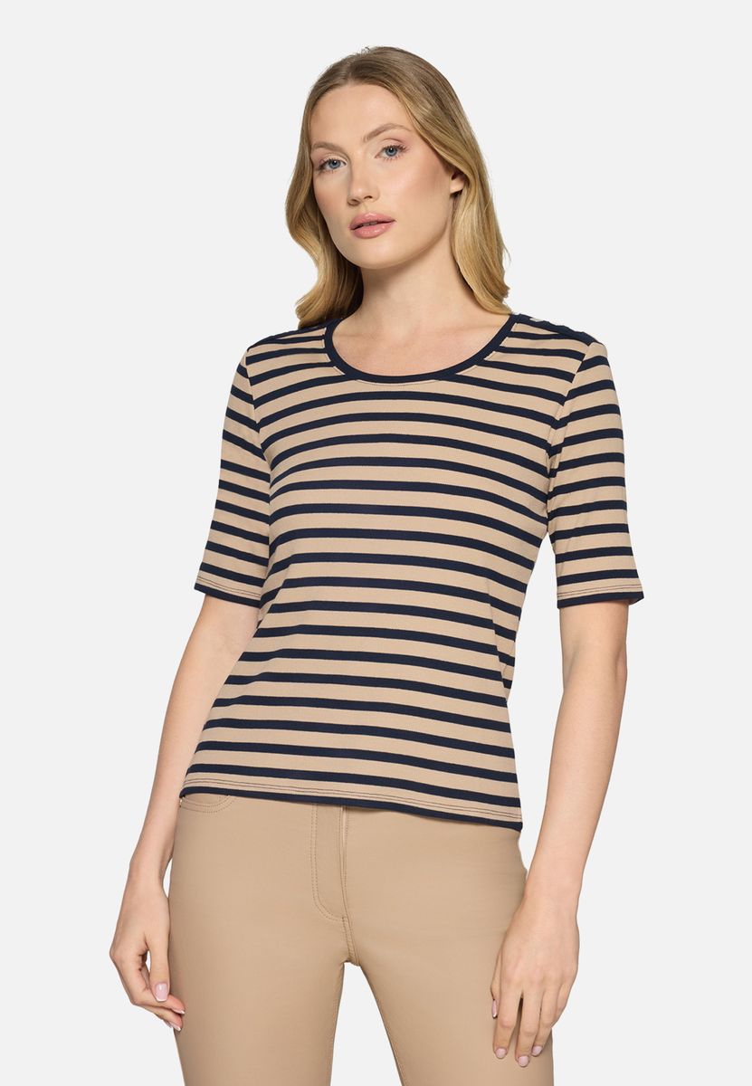 Geripptes Top mit Blumenstreifen