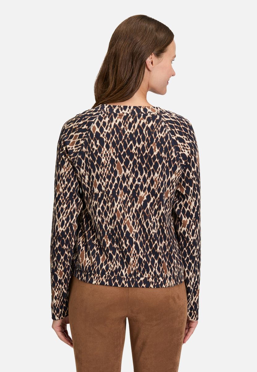 Florale Ripp-Shirtjacke mit Reißverschluss