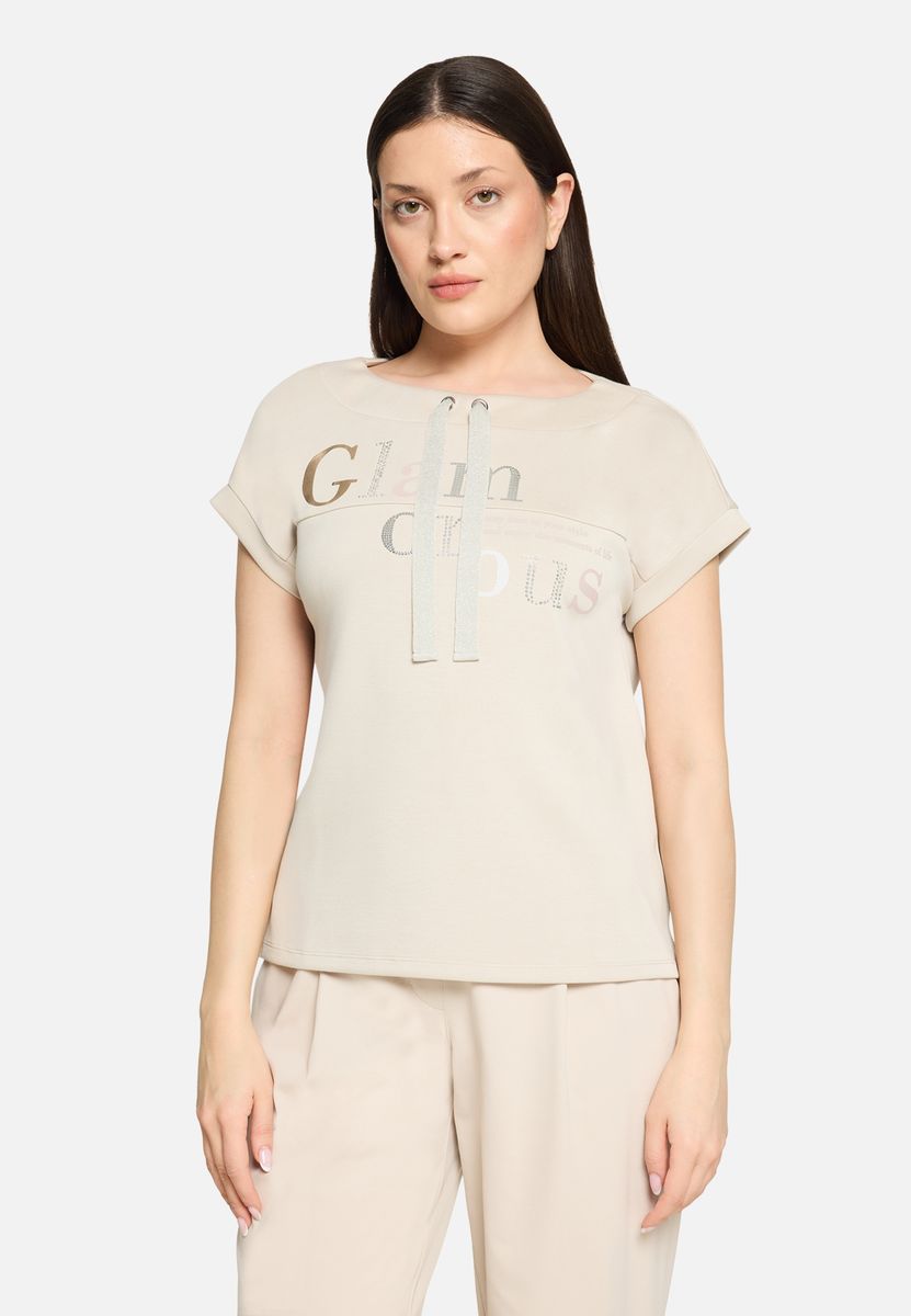 Kurzarm-Sweatshirt mit Strass-Verzierung