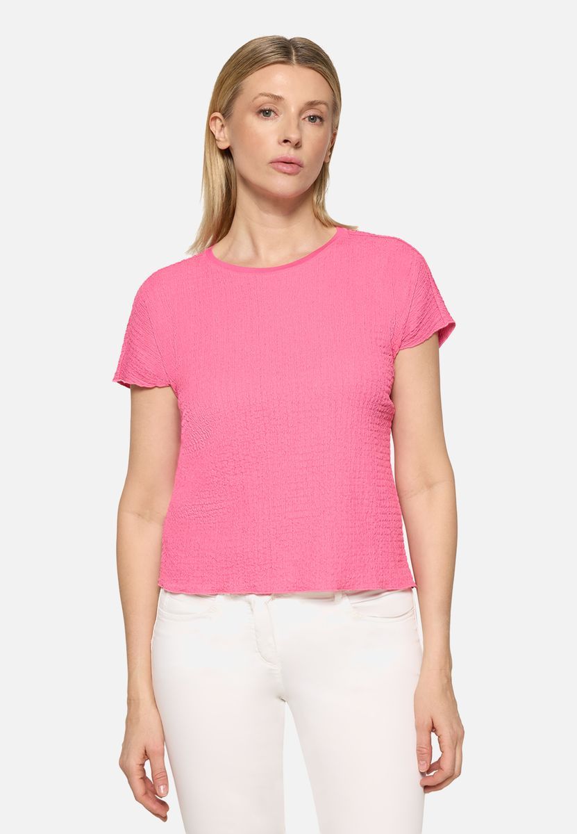 Strukturiertes Kurzarm-Top in Knitteroptik