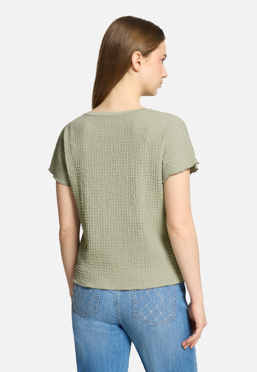 Strukturiertes Kurzarm-Top in Knitteroptik