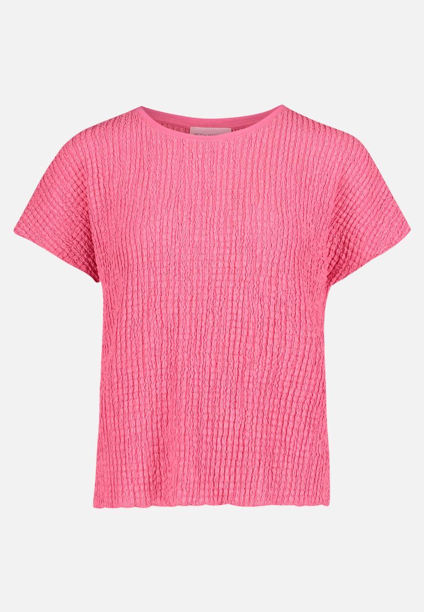 Strukturiertes Kurzarm-Top in Knitteroptik