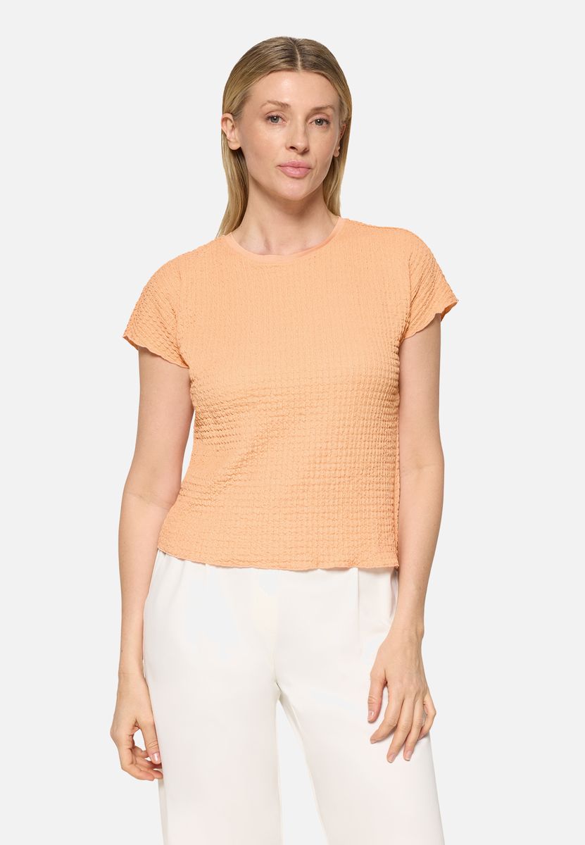 Strukturiertes Kurzarm-Top in Knitteroptik