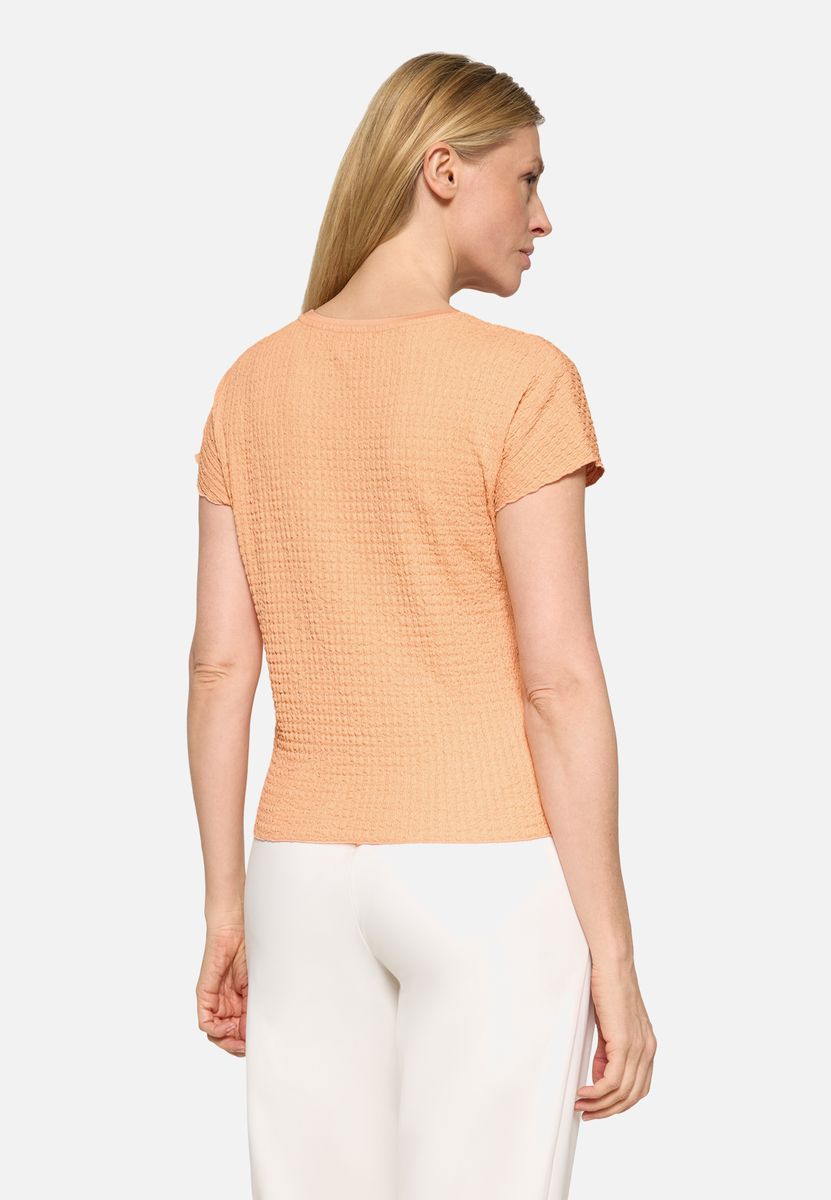 Strukturiertes Kurzarm-Top in Knitteroptik