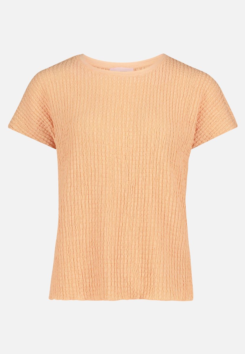 Strukturiertes Kurzarm-Top in Knitteroptik
