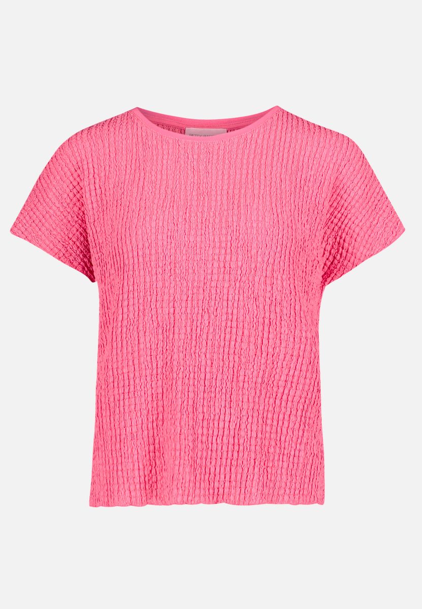 Strukturiertes Kurzarm-Top in Knitteroptik