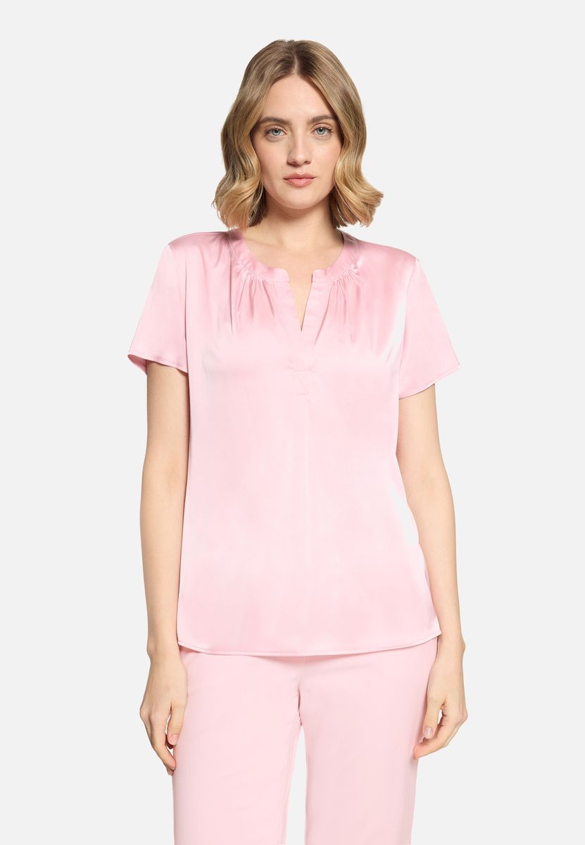 Satin-Bluse mit kurzem Arm