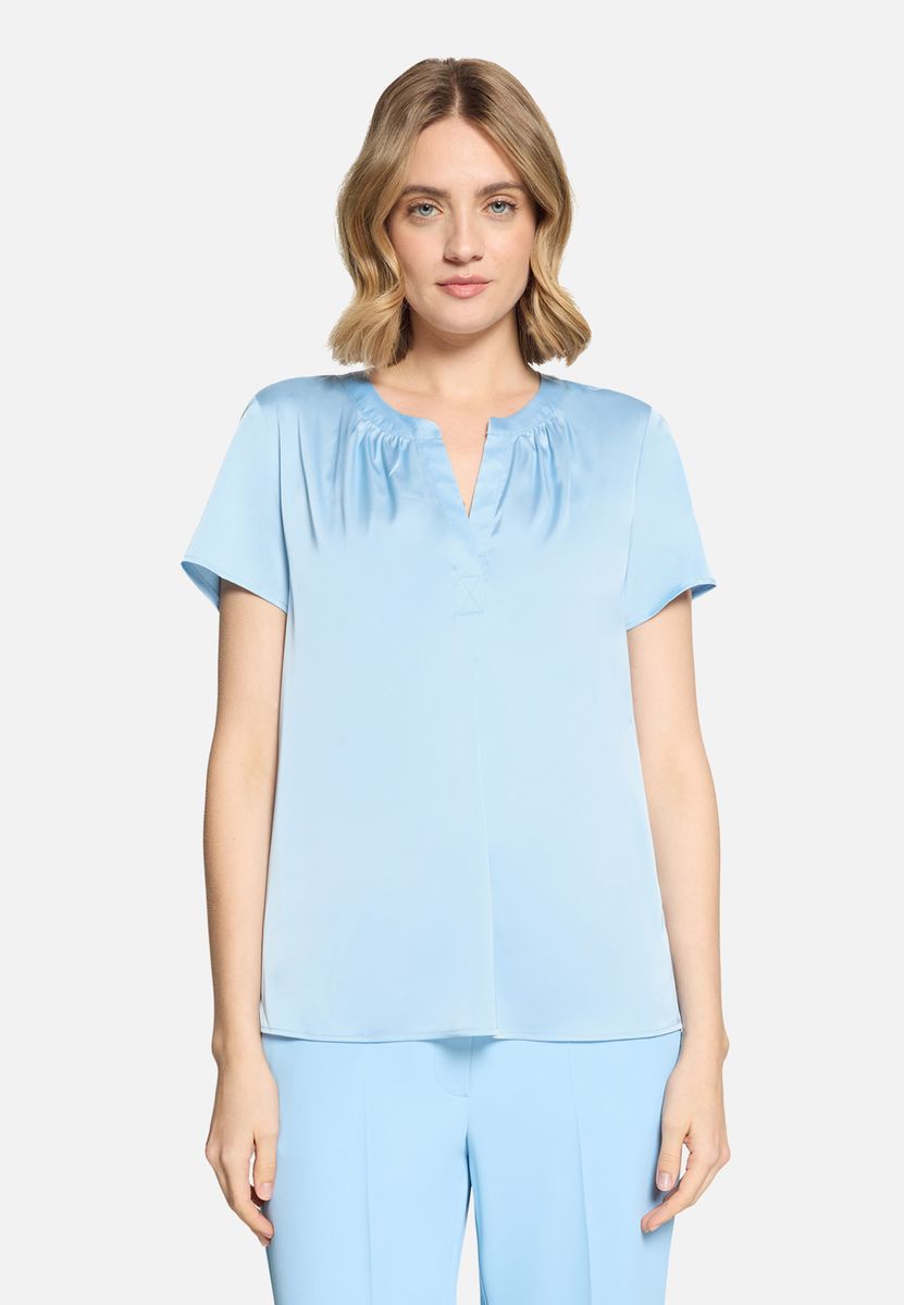 Satin-Bluse mit kurzem Arm