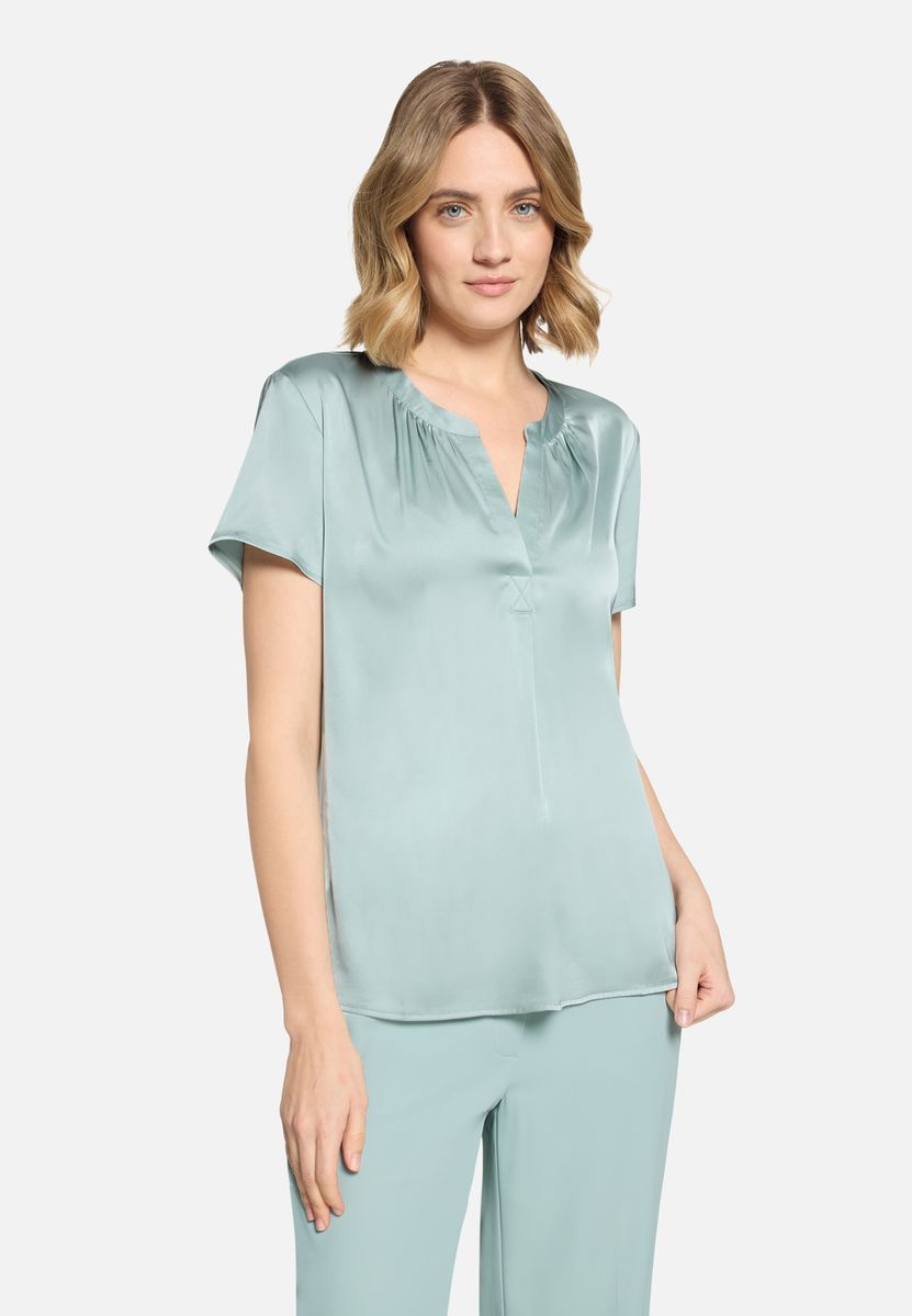 Satin-Bluse mit kurzem Arm