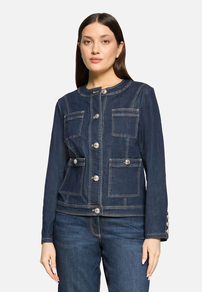 Figurbetonte Jeansjacke mit Rundhalsausschnitt