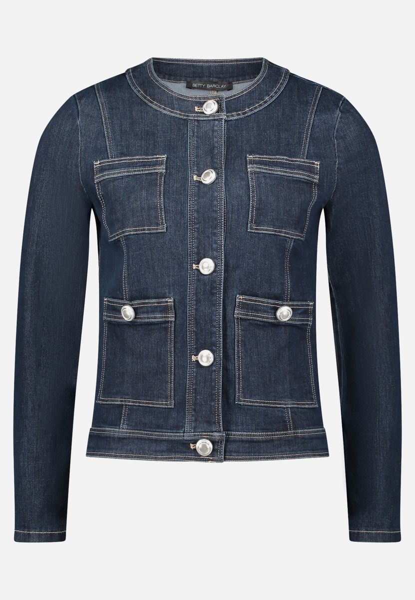 Figurbetonte Jeansjacke mit Rundhalsausschnitt