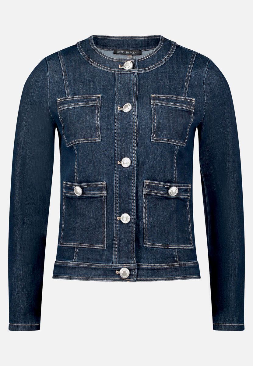 Figurbetonte Jeansjacke mit Rundhalsausschnitt