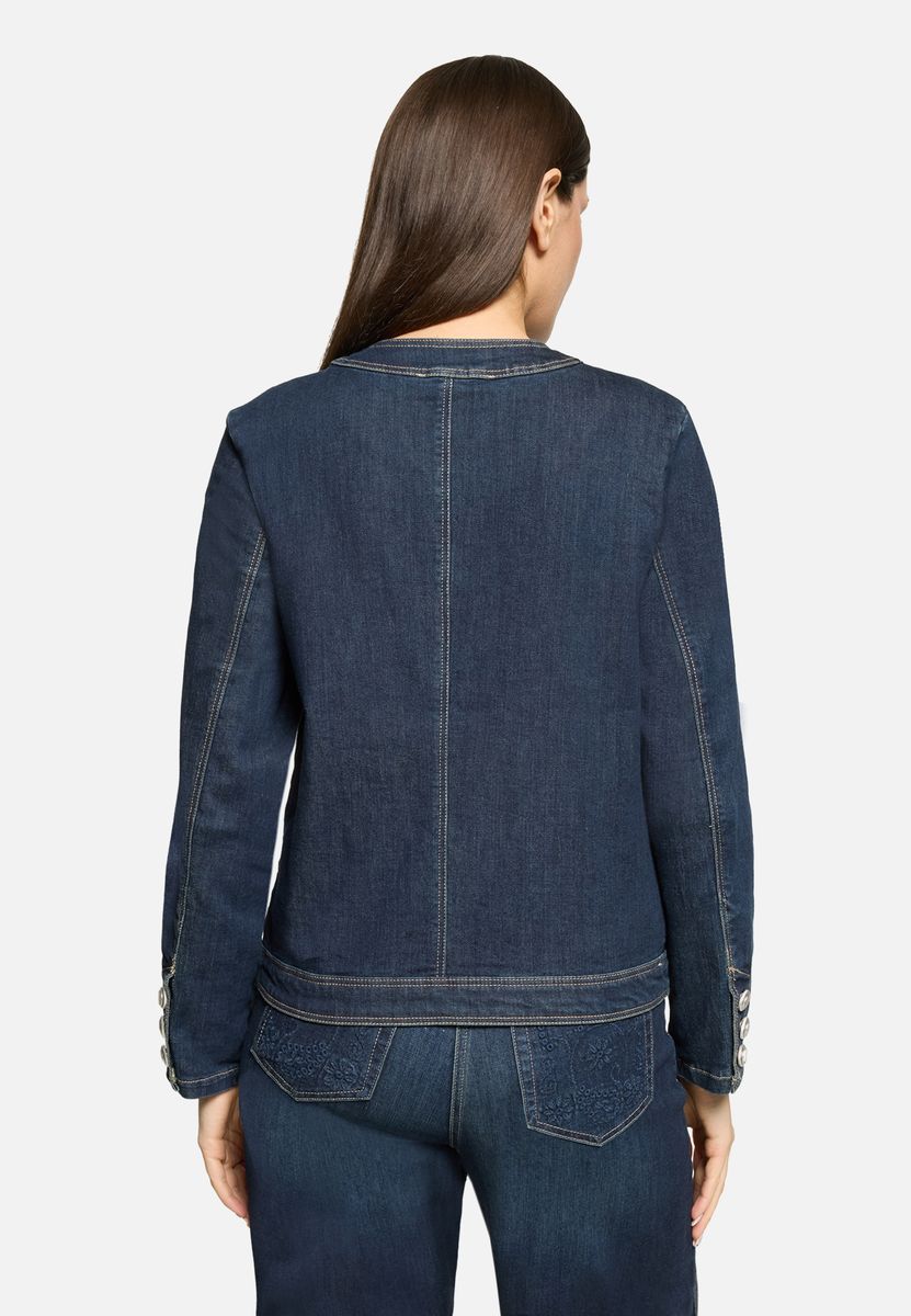 Figurbetonte Jeansjacke mit Rundhalsausschnitt
