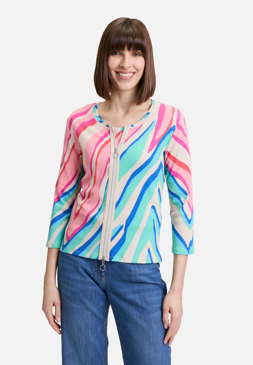 Shirtjacke mit Stehkragen und Nieten