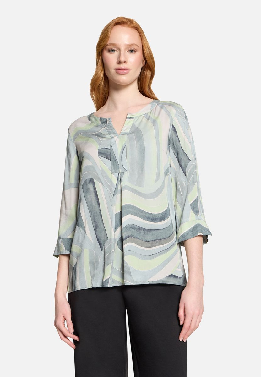 Schlupfbluse mit geometrischem Wellenmuster