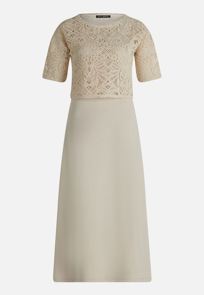 Midikleid mit Spitzen-Overlay-Optik