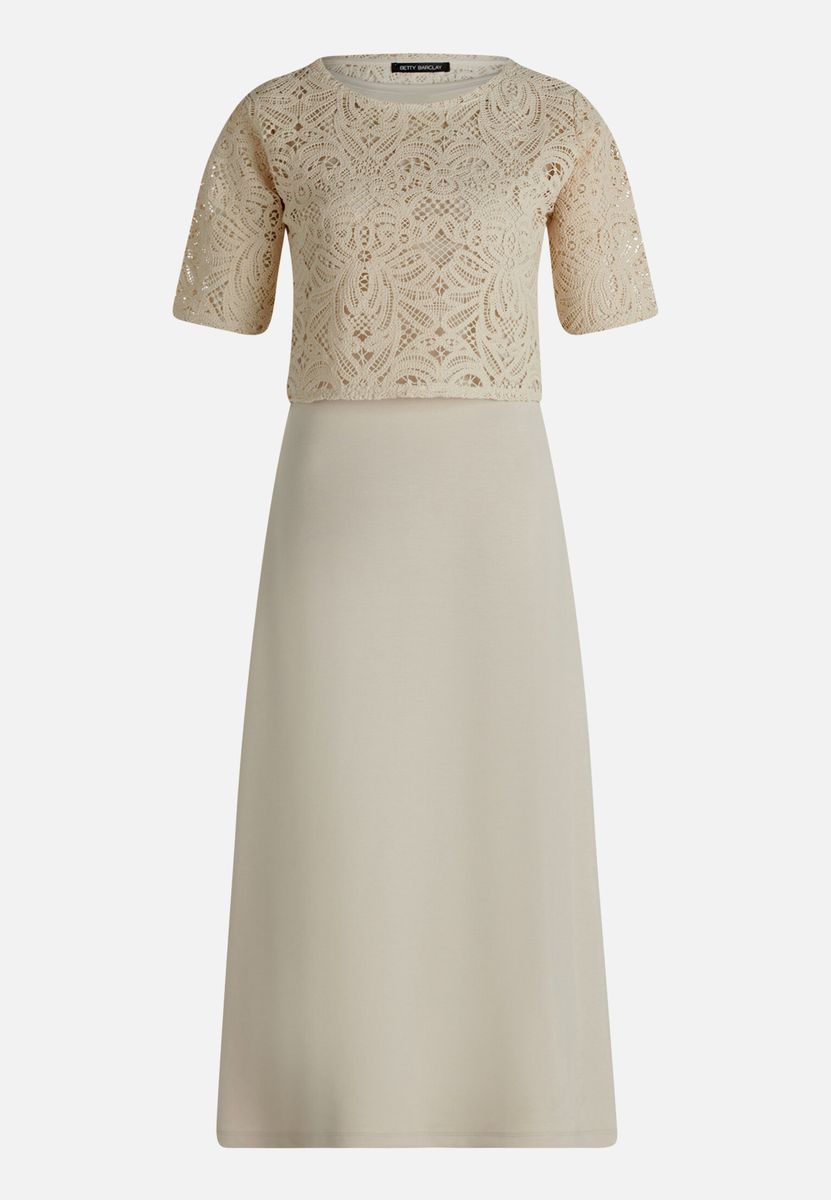 Midikleid mit Spitzen-Overlay-Optik